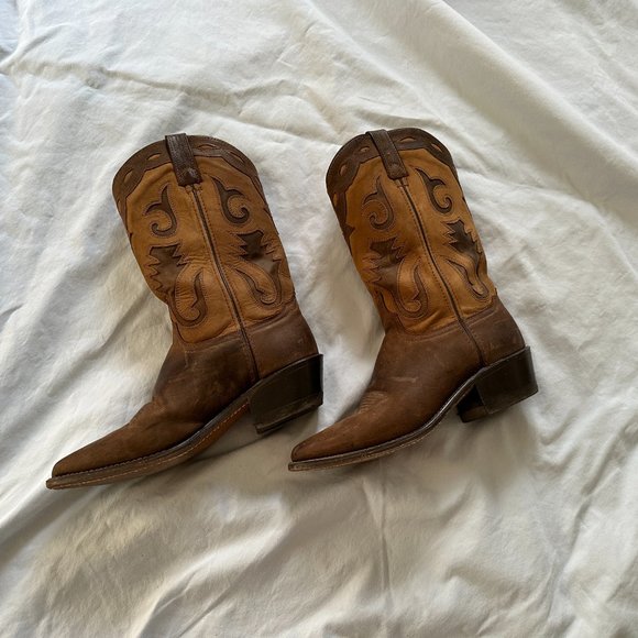 Amazonas Womens Brown Leather Western Cowboy Pointed Toe Pull On Boots Sz 9 - Picture 4 of 8